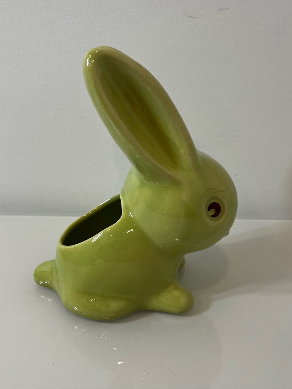 Vintage Beauceware Green Ceramic Rabbit Planter